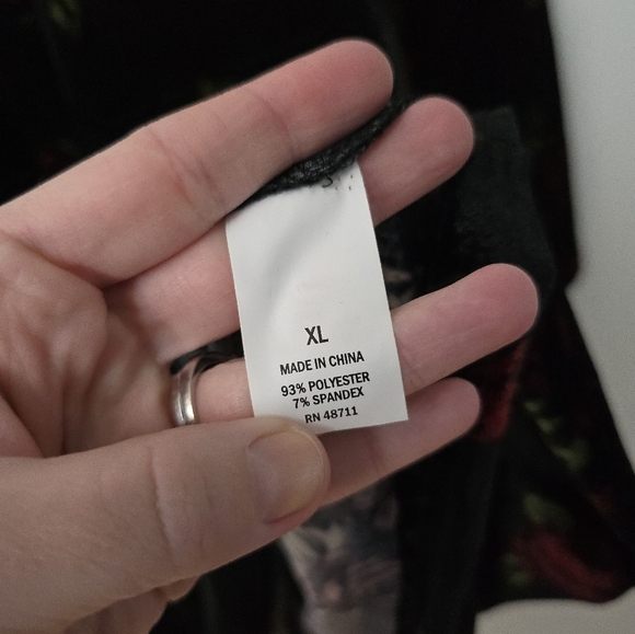 Falls Creek Womens Dark Floral Velvet Dress Size XL Black Stretch Whimsigoth - Picture 4 of 11